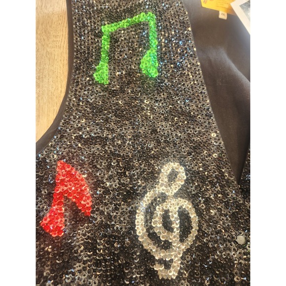 Vtg JC 001 USA Music Themed Sleeveless Sequin Snap Vest Women's XXL New W/Tags - Picture 5 of 9